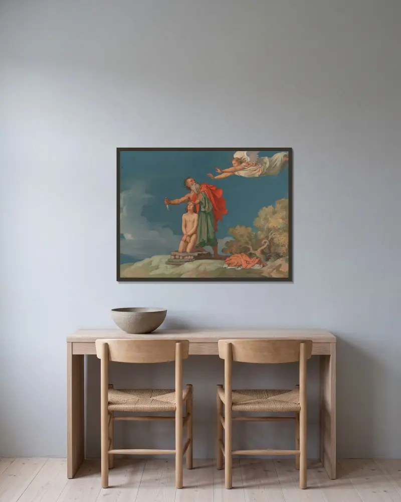 Isaks offer av Jean-Hippolyte Flandrin inramad på en vägg
