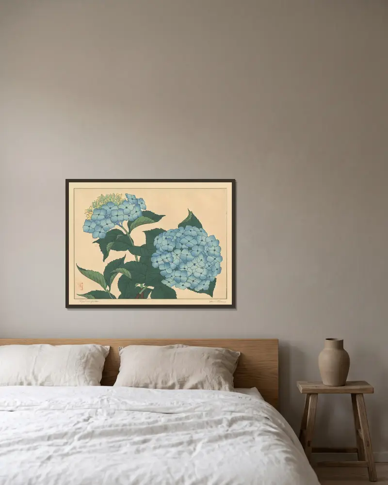 Hortensja, Sakai Hōitsu w ramie na ścianie