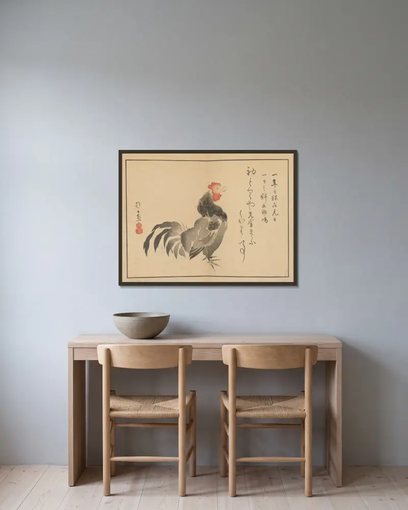 Sakai Hōitsu gajō, Pl.01 av Sakai Hōitsu inramad på en vägg