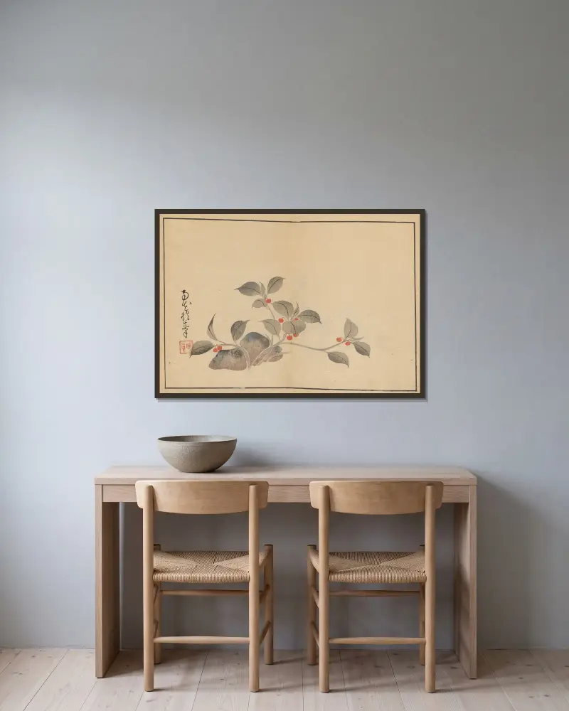 Sakai Hōitsu gajō, Pl.02 av Sakai Hōitsu inramad på en vägg