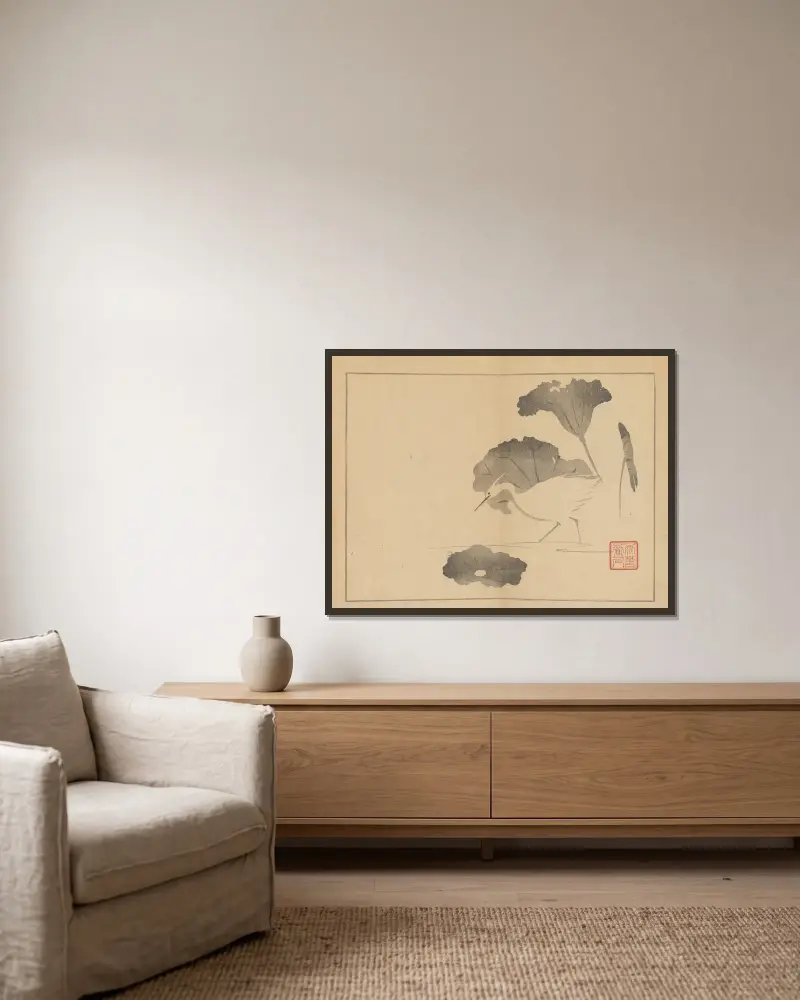 Sakai Hōitsu gajō, Pl.09 av Sakai Hōitsu inramad på en vägg