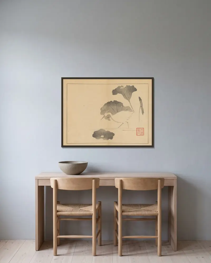 Sakai Hōitsu gajō, Pl.09 av Sakai Hōitsu inramad på en vägg