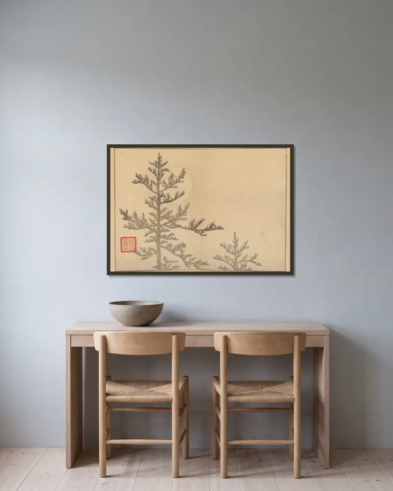 Sakai Hōitsu gajō, Pl.16 av Sakai Hōitsu inramad på en vägg