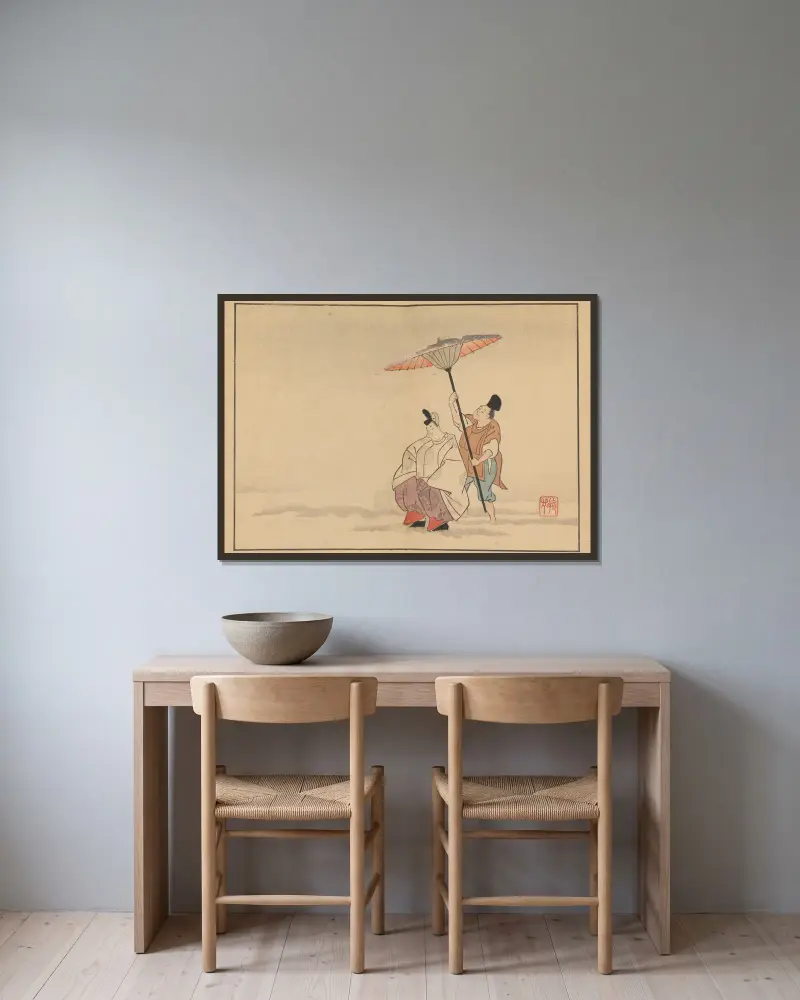 Sakai Hōitsu gajō, Pl.18 av Sakai Hōitsu inramad på en vägg