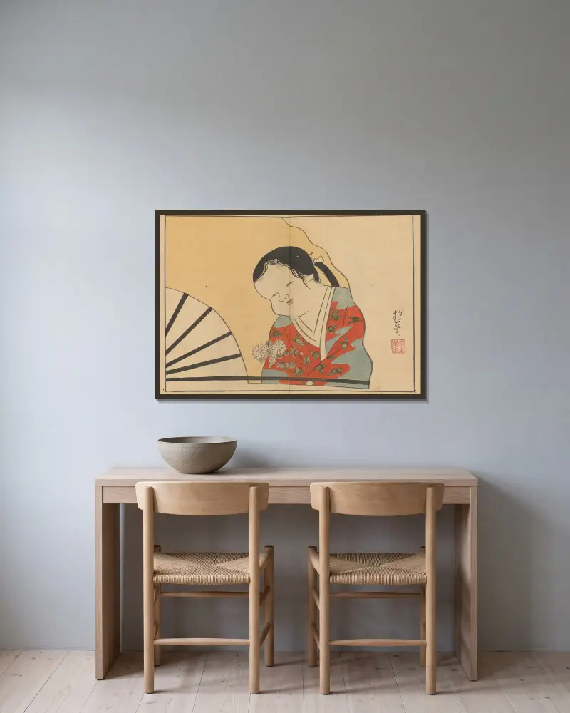 Sakai Hōitsu gajō, Pl.24 av Sakai Hōitsu inramad på en vägg