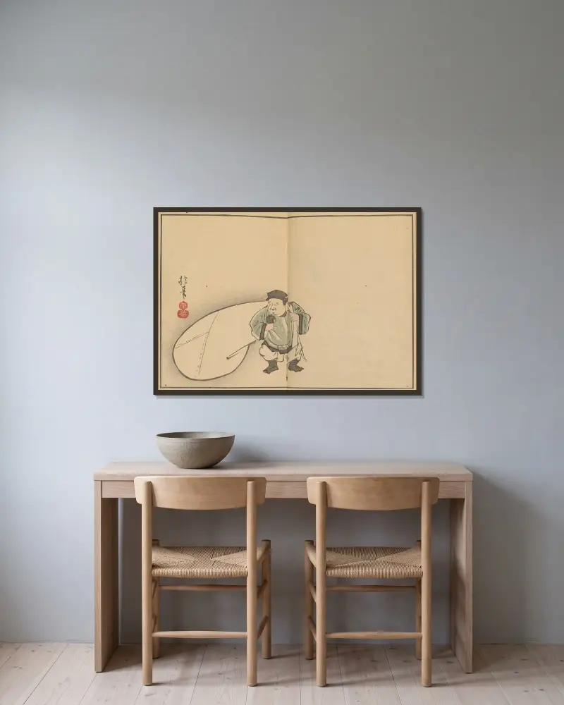 Sakai Hōitsu gajō, pl. 25 av Sakai Hōitsu inramad på en vägg