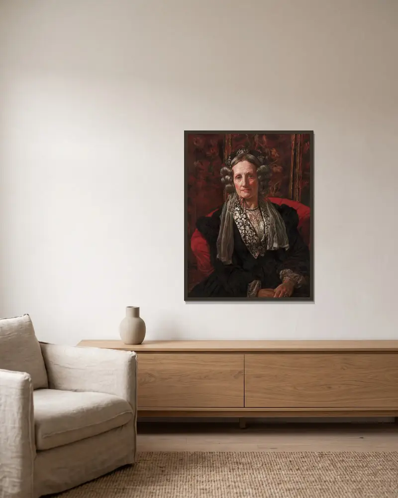 Paní George Waughová, William Holman Hunt v rámu na stěně
