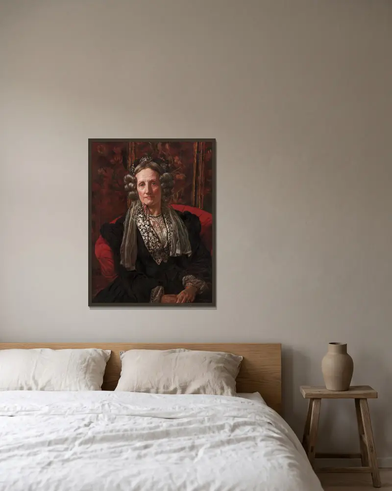 Paní George Waughová, William Holman Hunt v rámu na stěně