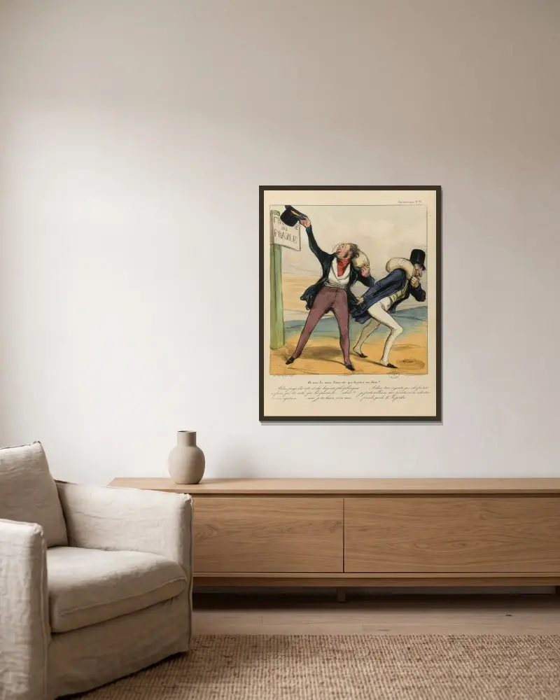 A tous les cœurs bien nés que la patrie est chère av Honoré Daumier inramad på en vägg