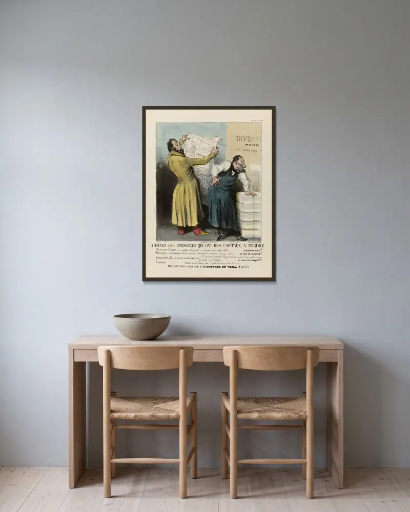 Till alla personer som har kapital att förlora av Honoré Daumier inramad på en vägg