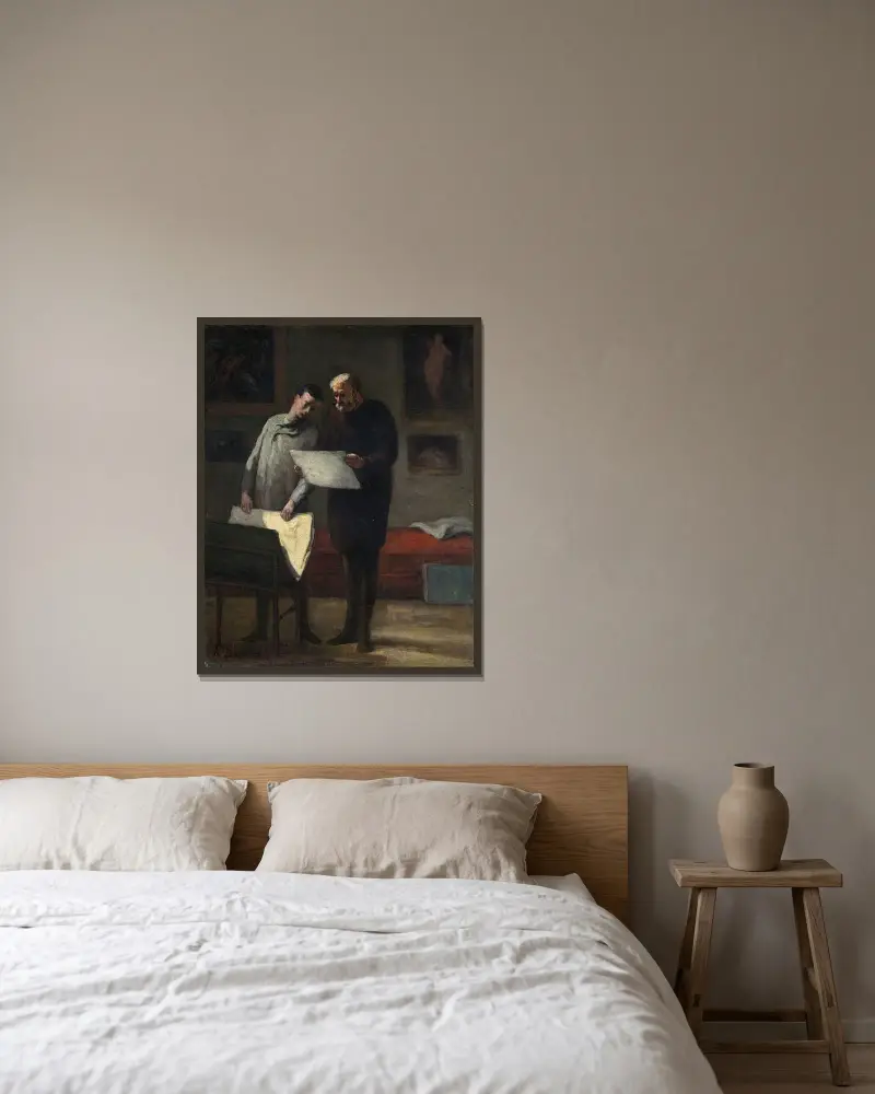 Råd till en ung konstnär av Honoré Daumier inramad på en vägg