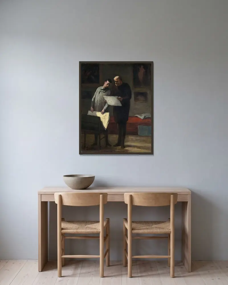 Råd till en ung konstnär av Honoré Daumier inramad på en vägg