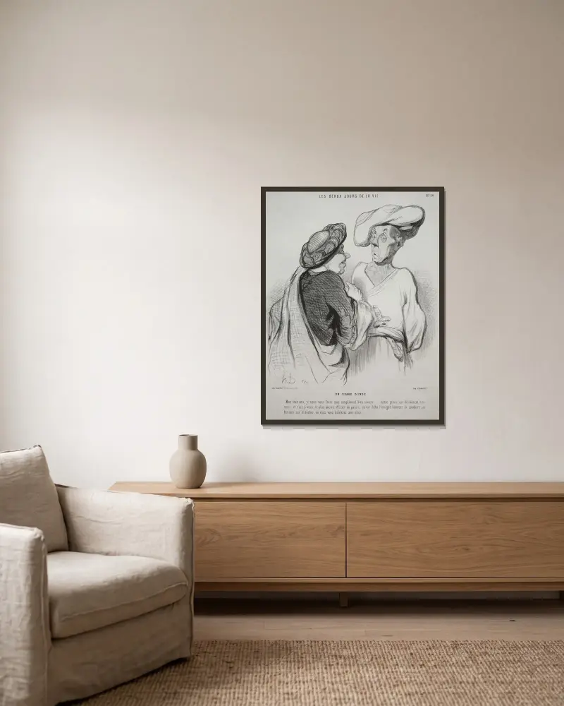 En indisk sed av Honoré Daumier inramad på en vägg