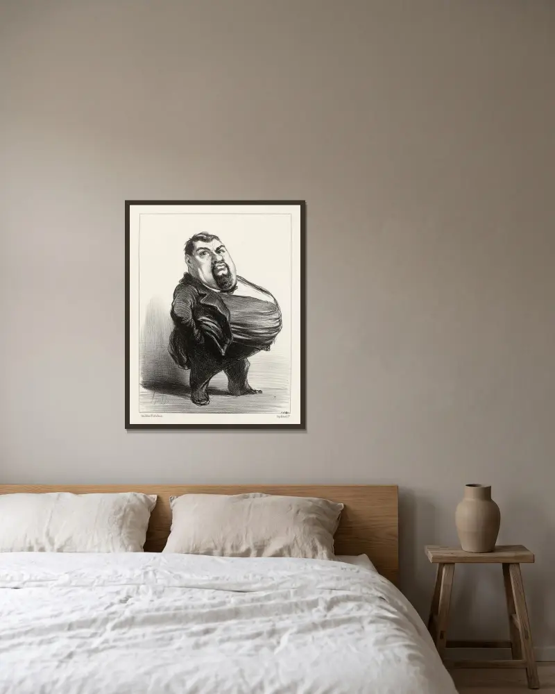 Antony Thouret av Honoré Daumier inramad på en vägg