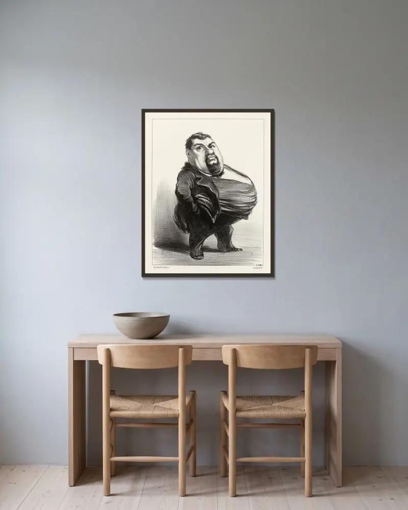 Antony Thouret av Honoré Daumier inramad på en vägg