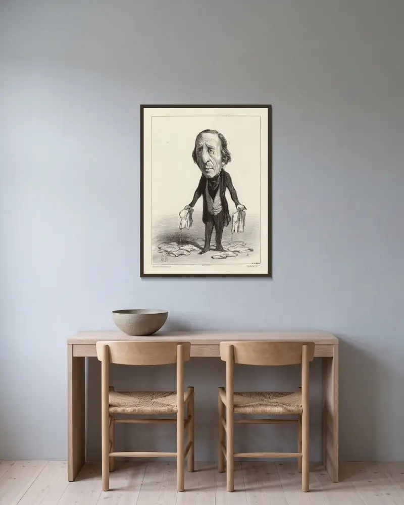 Antony Thouret av Honoré Daumier inramad på en vägg