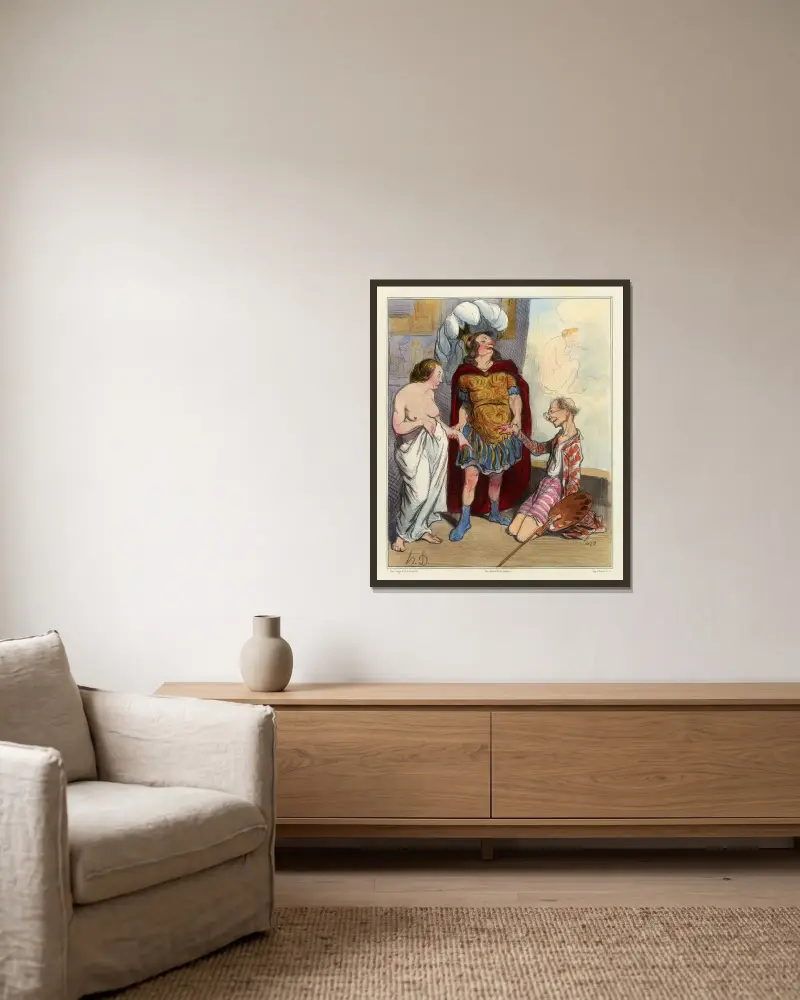 Apelles och Campaspe av Honoré Daumier inramad på en vägg