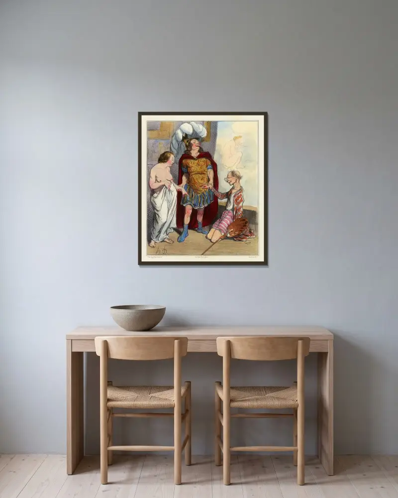 Apelles och Campaspe av Honoré Daumier inramad på en vägg