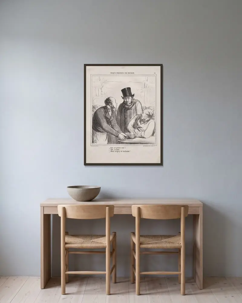 Are you not ordering anything… av Honoré Daumier inramad på en vägg