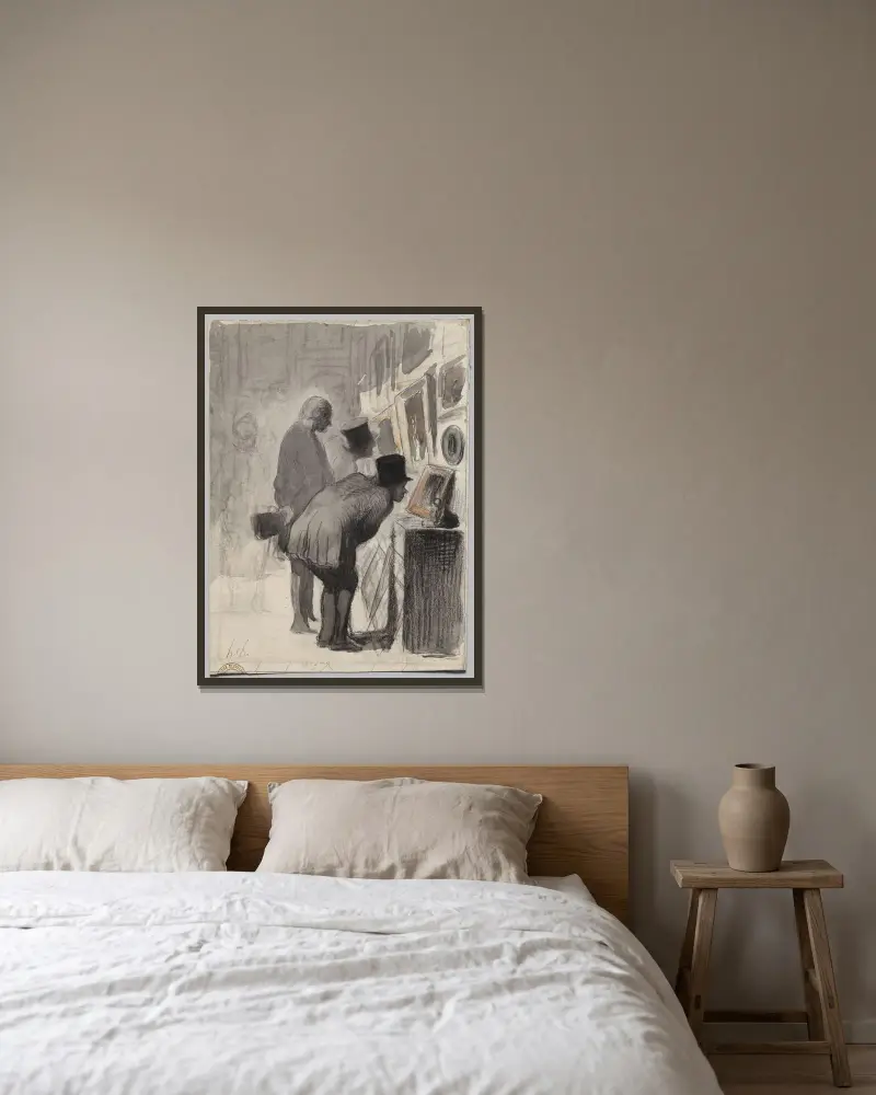 Art Lovers von Honoré Daumier gerahmt an einer Wand