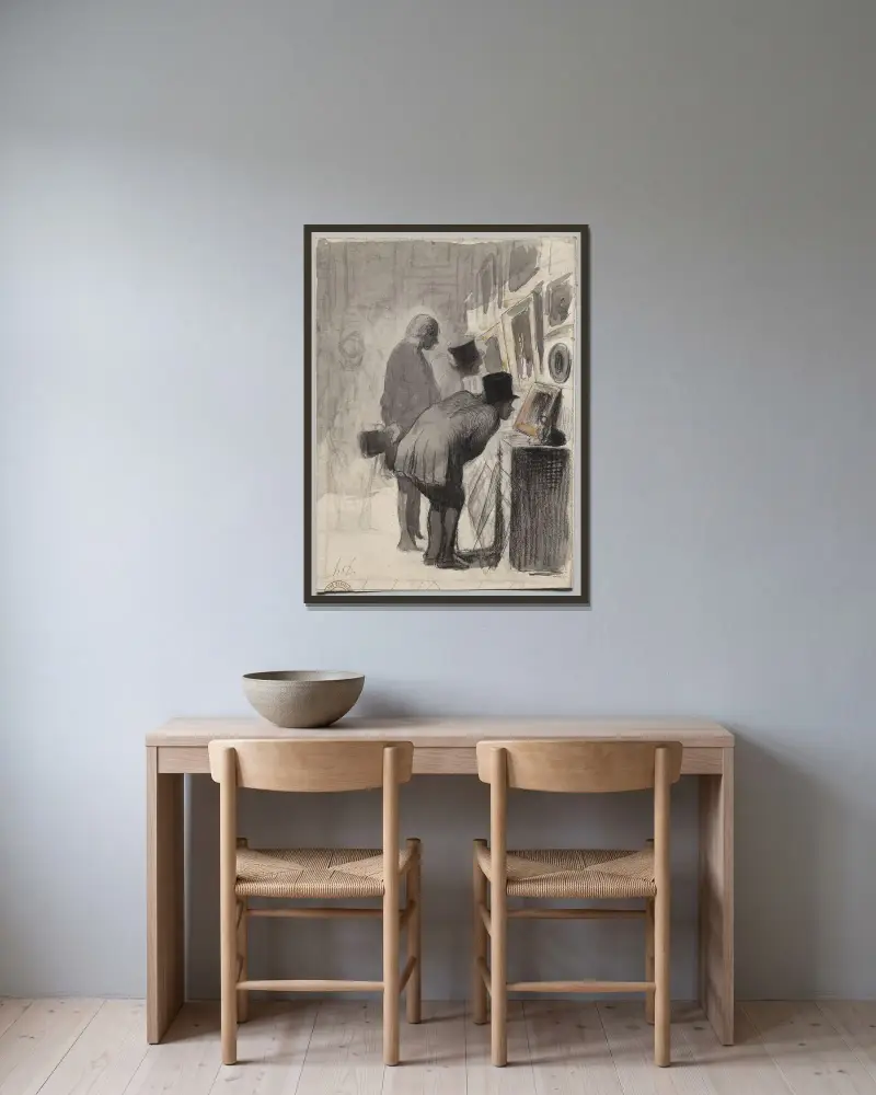 Art Lovers von Honoré Daumier gerahmt an einer Wand