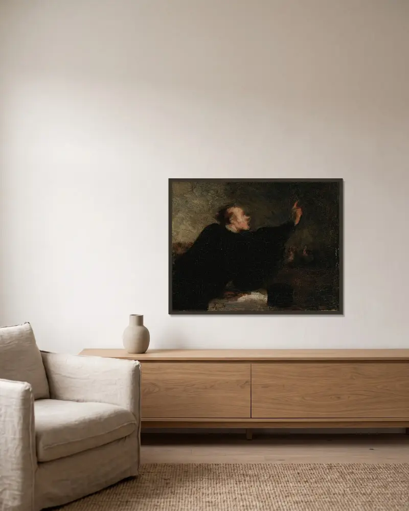 Avocat Plaidant av Honoré Daumier inramad på en vägg