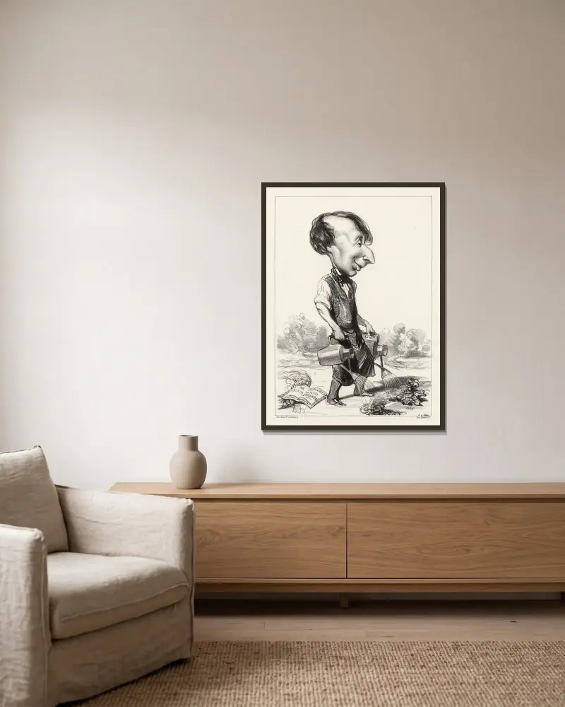Bixio av Honoré Daumier inramad på en vägg