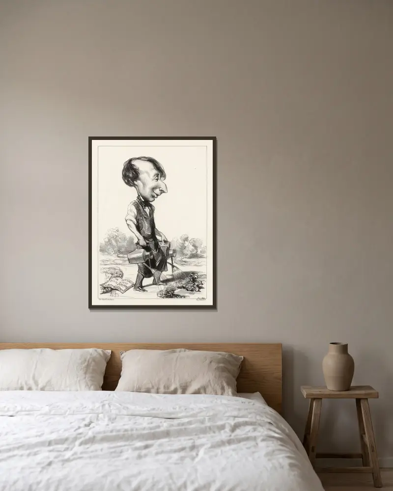 Bixio av Honoré Daumier inramad på en vägg