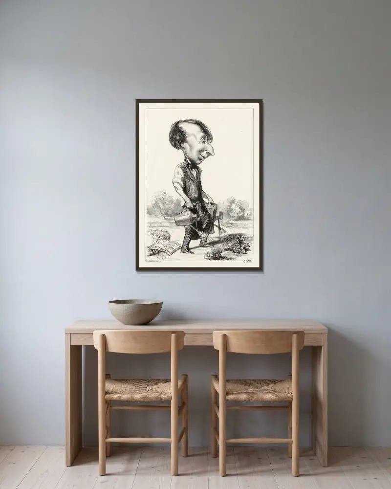 Bixio av Honoré Daumier inramad på en vägg