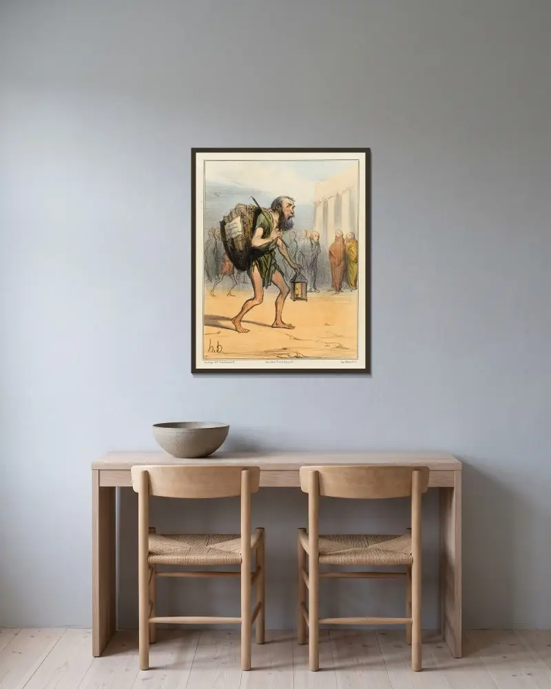 Bon mot du Temps av Honoré Daumier inramad på en vägg