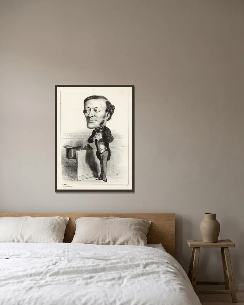 Buffé av Honoré Daumier inramad på en vägg