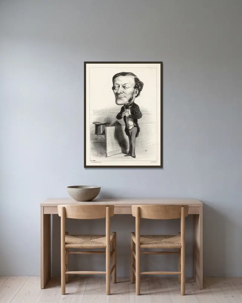 Buffé av Honoré Daumier inramad på en vägg