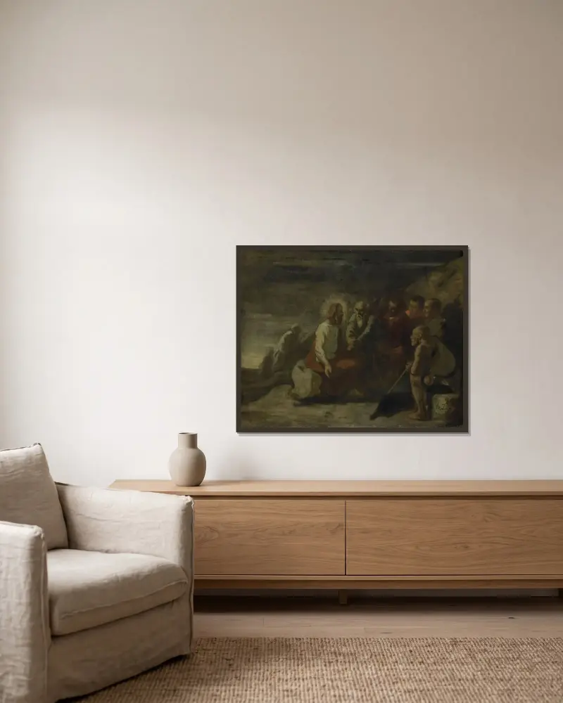 Kristus och hans lärjungar av Honoré Daumier inramad på en vägg