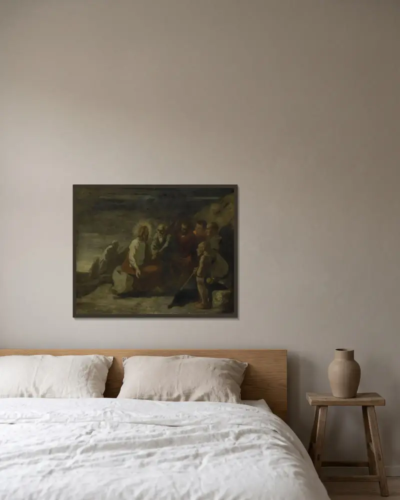 Kristus och hans lärjungar av Honoré Daumier inramad på en vägg