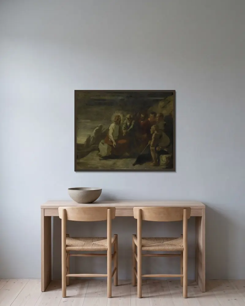 Kristus och hans lärjungar av Honoré Daumier inramad på en vägg