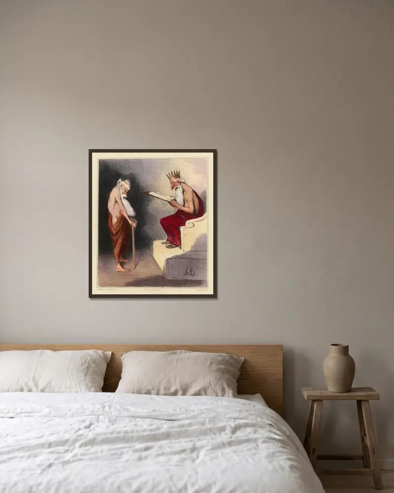 Clémence de Minos av Honoré Daumier inramad på en vägg