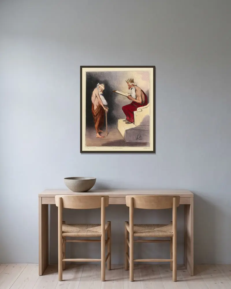 Clémence de Minos av Honoré Daumier inramad på en vägg