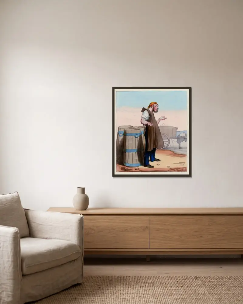 Kurs i naturhistoria 03 Den illaluktande pelargonen av Honoré Daumier inramad på en vägg