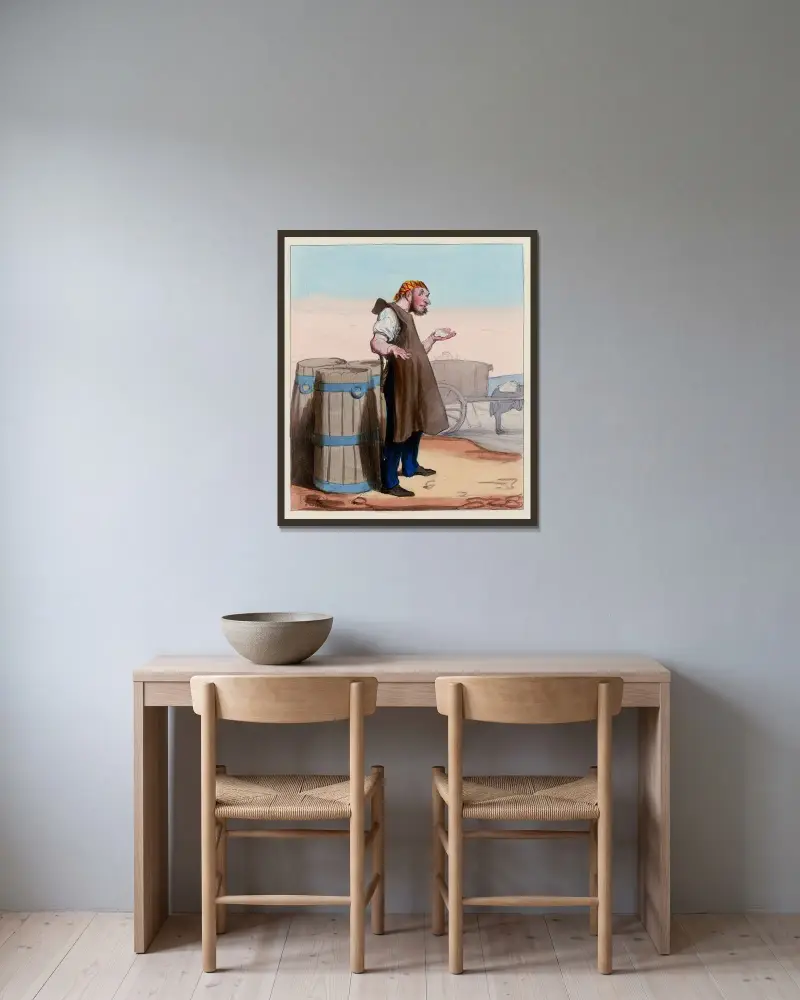 Kurs i naturhistoria 03 Den illaluktande pelargonen av Honoré Daumier inramad på en vägg