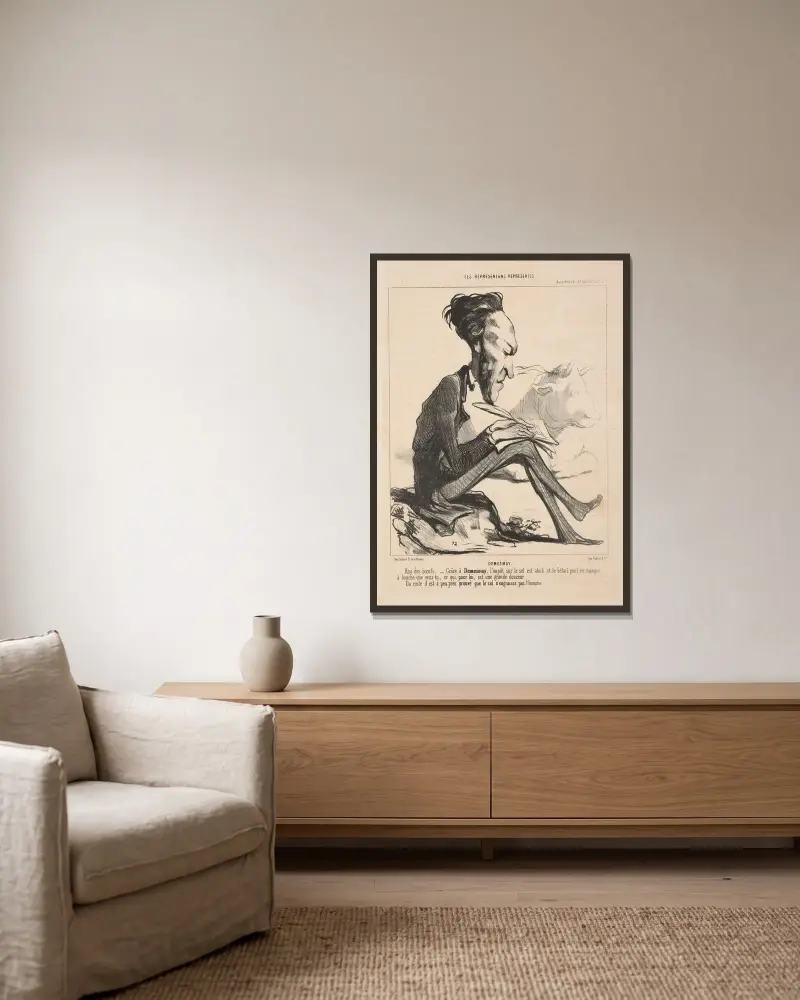 Demesmay av Honoré Daumier inramad på en vägg