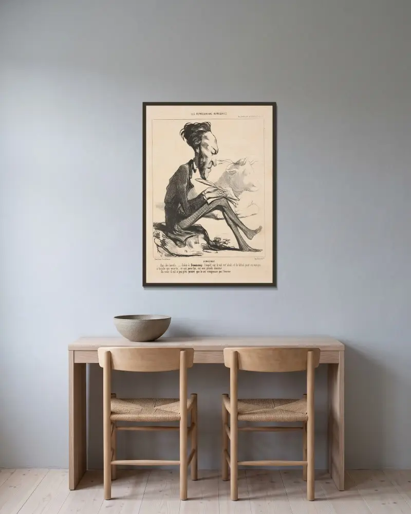 Demesmay av Honoré Daumier inramad på en vägg