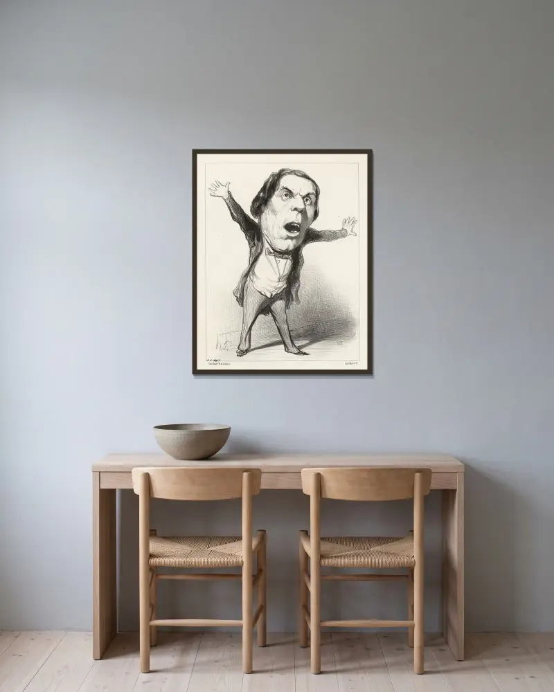 Denjoy av Honoré Daumier inramad på en vägg