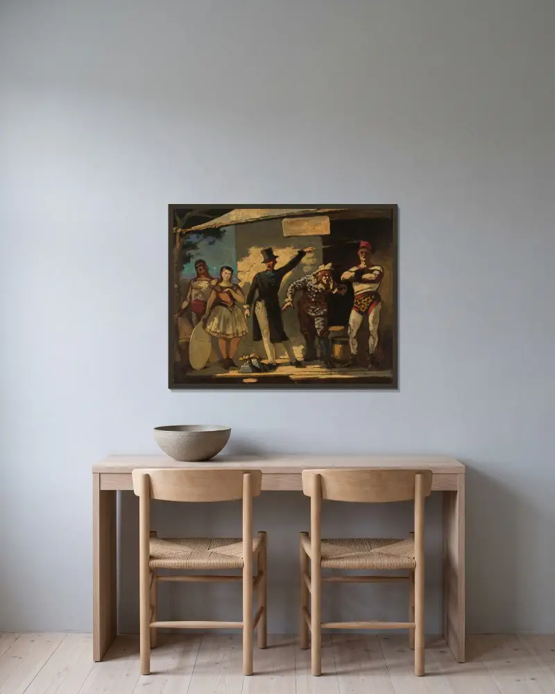 Die Gaukler von Honoré Daumier gerahmt an einer Wand