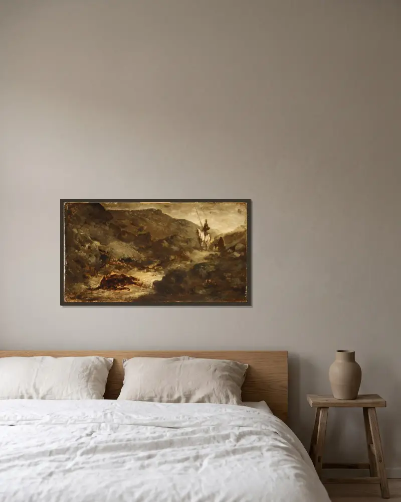 Don Quijote och den döda mulan av Honoré Daumier inramad på en vägg