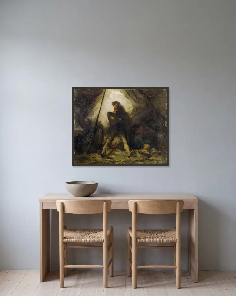 Don Quijotes vaka av Honoré Daumier inramad på en vägg