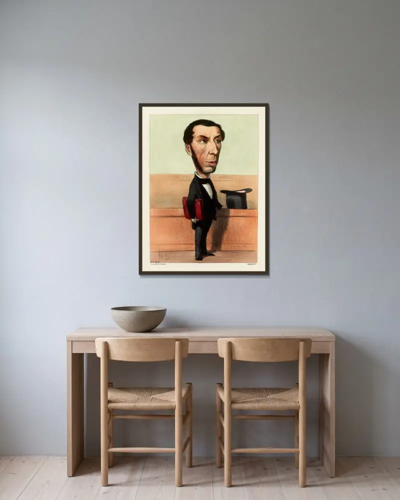 Drouin de l’Huys av Honoré Daumier inramad på en vägg