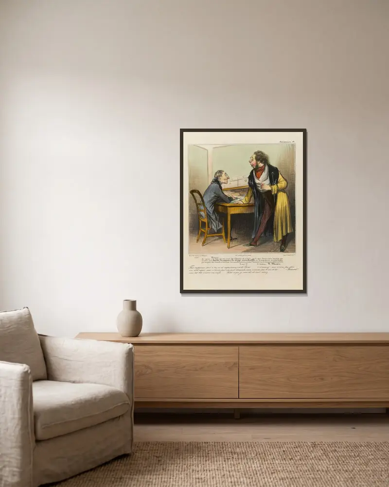 Schreib, mein Herr, in Beantwortung des Briefes, den Sie mir die Ehre erwiesen haben, mir zu schreiben, bedaure ich, Ihnen mitteilen zu müssen von Honoré Daumier gerahmt an einer Wand