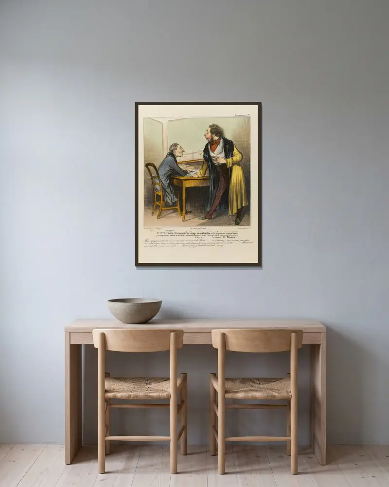 Schreib, mein Herr, in Beantwortung des Briefes, den Sie mir die Ehre erwiesen haben, mir zu schreiben, bedaure ich, Ihnen mitteilen zu müssen von Honoré Daumier gerahmt an einer Wand