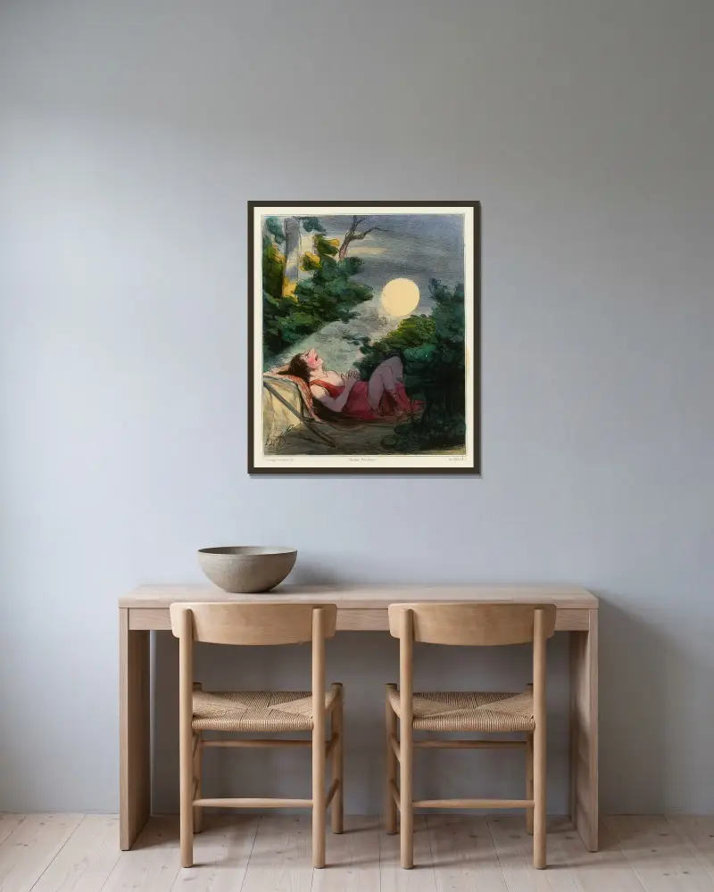 Endymion av Honoré Daumier inramad på en vägg