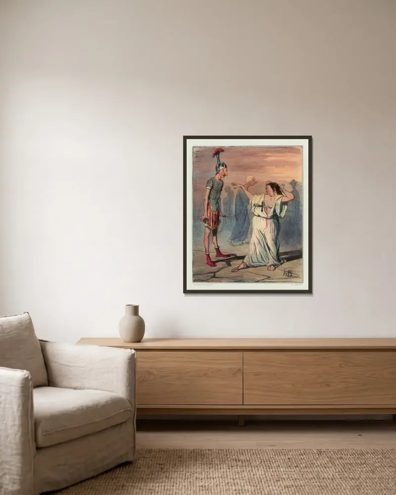 Aeneas i underjorden av Honoré Daumier inramad på en vägg
